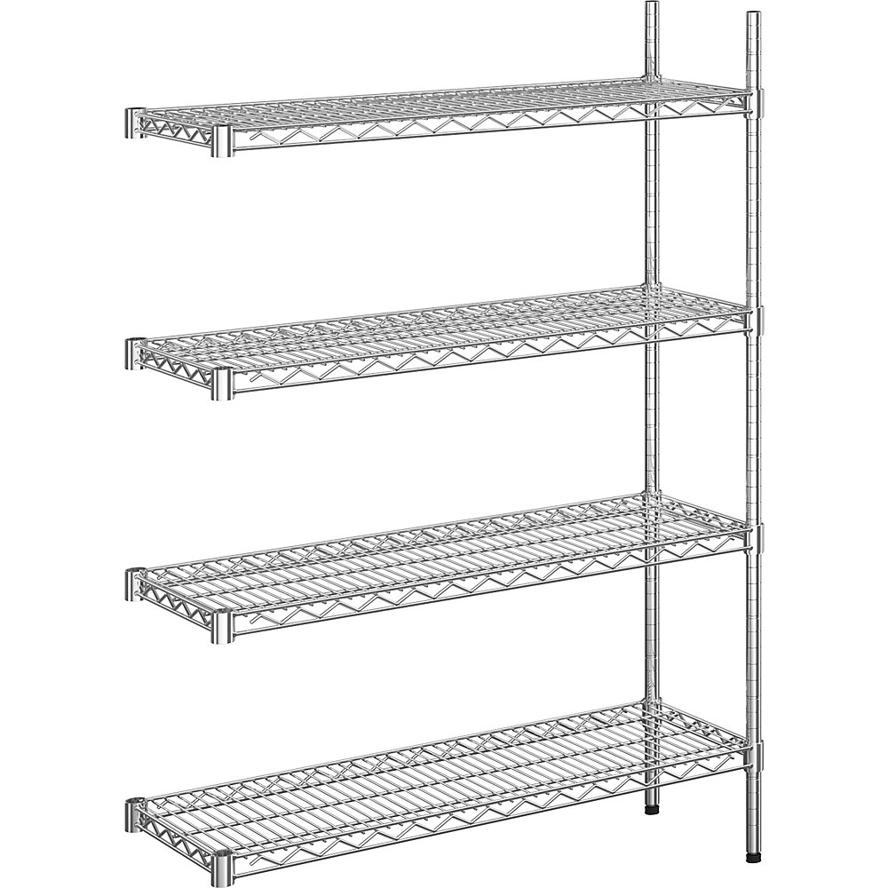 Rayonnage en fil d'acier chromé, charge max. admissible par tablette 150 kg, l x p 910 x 360 mm, rayonnage additionnel, hauteur 1370 mm, 4 tablettes