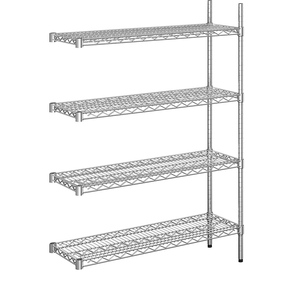 Rayonnage en fil d'acier chromé, charge max. admissible par tablette 250 kg, l x p 910 x 360 mm, rayonnage additionnel, hauteur 1370 mm, 4 tablettes