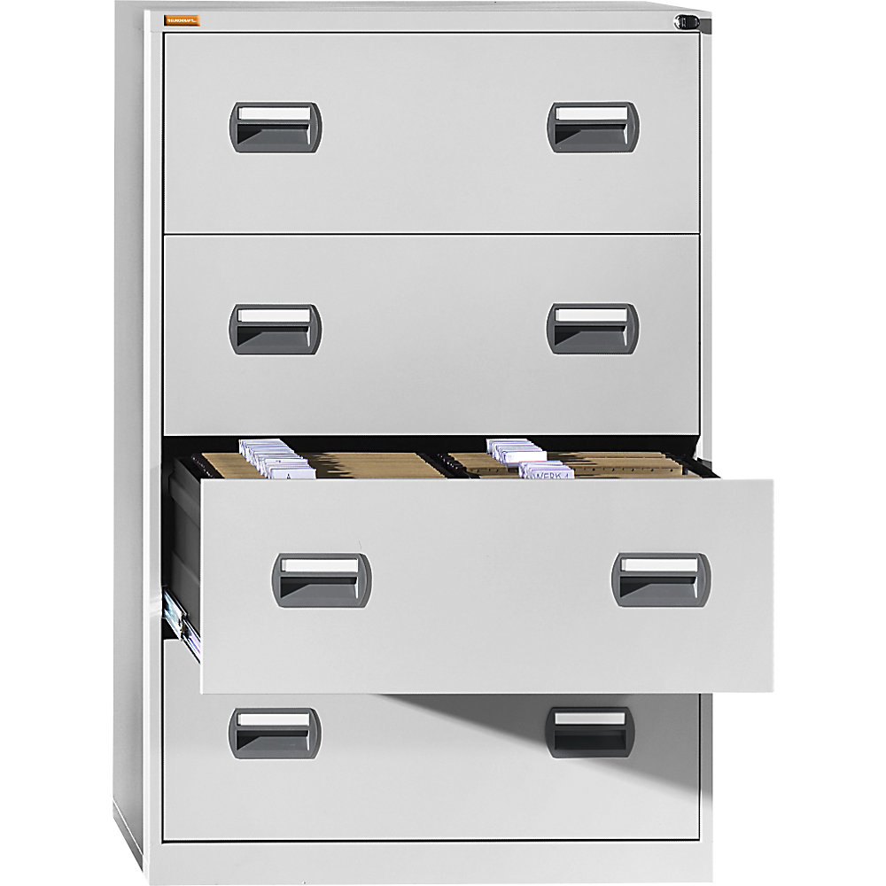 EUROKRAFTbasic Classificatore per cartelle sospese, 2 corsie, 4 cassetti, grigio chiaro