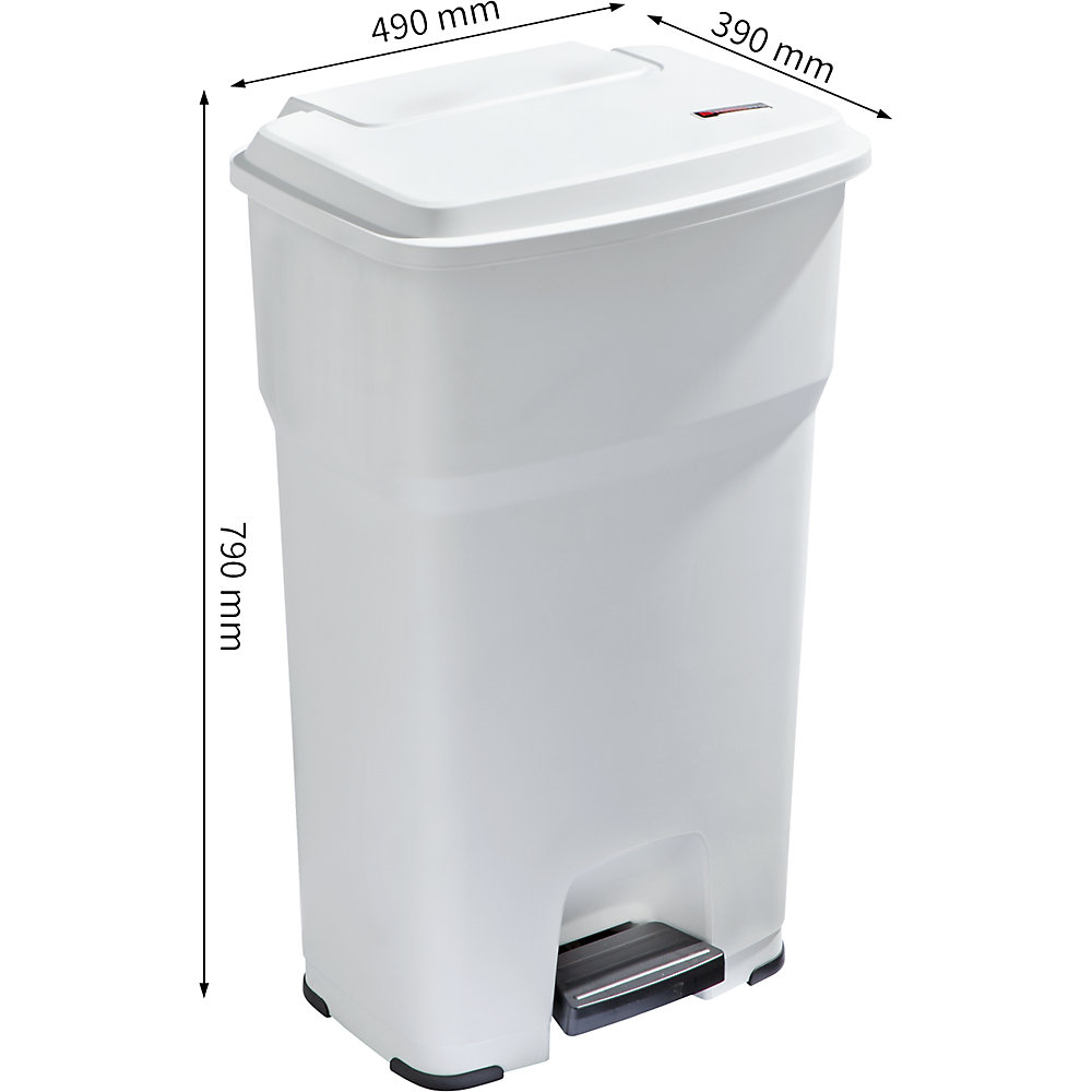 Treteimer HERA, Volumen 85 l, BxHxT 490 x 790 x 390 mm, weiß rothopro 2