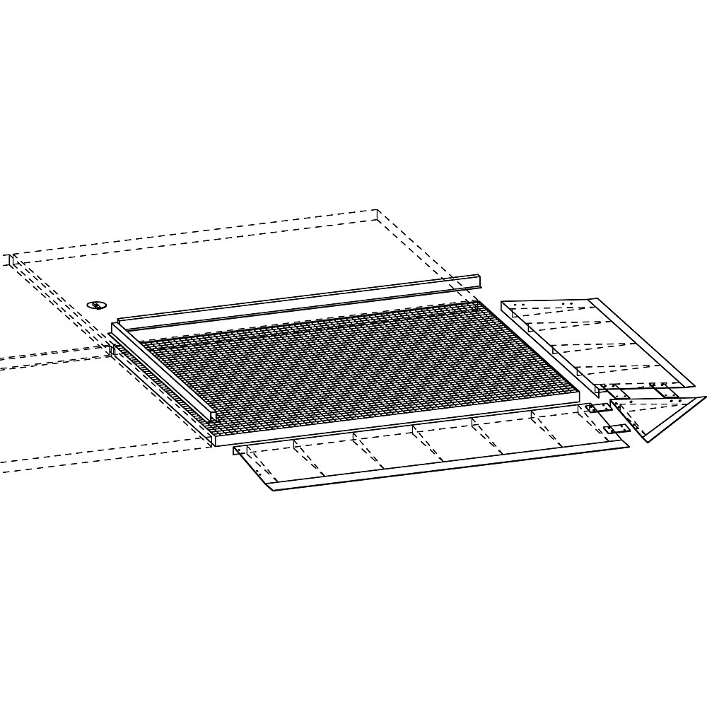 Auffahrrampe für niedrige Stahl-Flachwanne, Tiefe 500 mm, Radlast 500 kg, Breite 2850 mm eurokraft pro 2