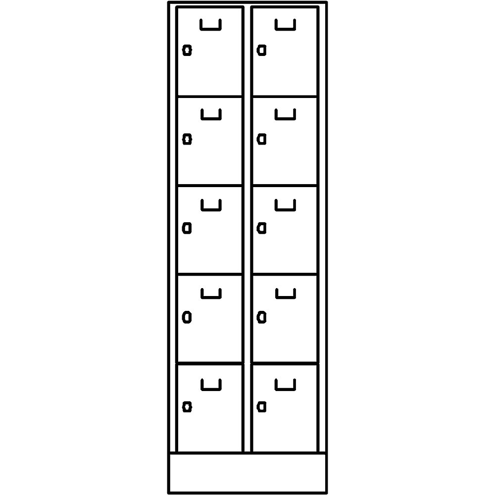 5er-Schließfachschrank Dresden, 2 Abteile, lichtgrau / basaltgrau, B 600 mm, mit Bodensockel Wolf 2