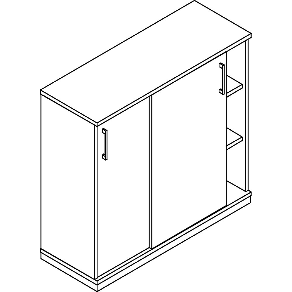 P12 - Schiebetürenschrank, 2 Fachböden/3 Ordnerhöhen, Höhe 1133 mm, BxT 1200 x 442 mm eurokraft pro 2