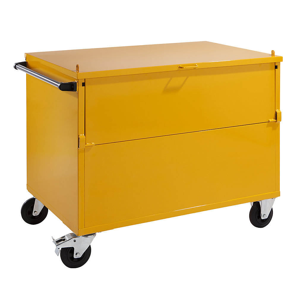 QUIPO Carro con caja de chapa con tapa, carga máx. 350 kg, L x A x H 1345 x 850 x 1055 mm