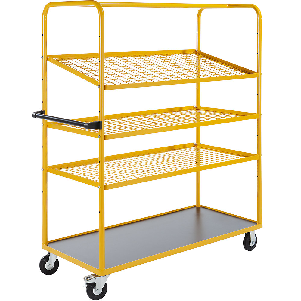 Estantería rodante y carro con pisos profesional, 3 baldas de rejilla, L x A x H 1390 x 650 x 1695 mm