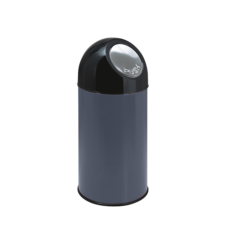 kaiserkraft Push-Mülleimer, Stahl, Volumen 40 l, verzinkter Innenbehälter, grau 2