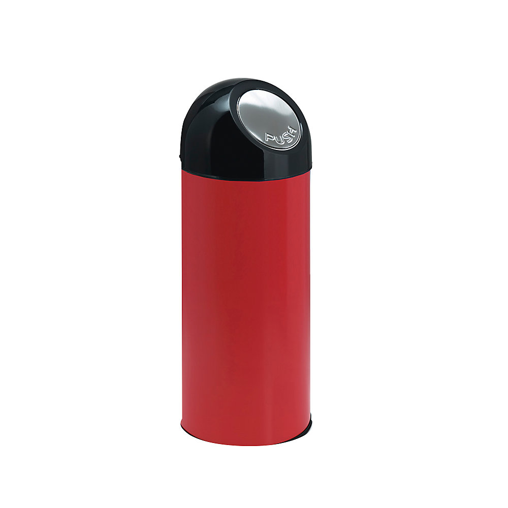 kaiserkraft Push-Mülleimer, Stahl, Volumen 55 l, verzinkter Innenbehälter, rot, ab 2 Stk 2