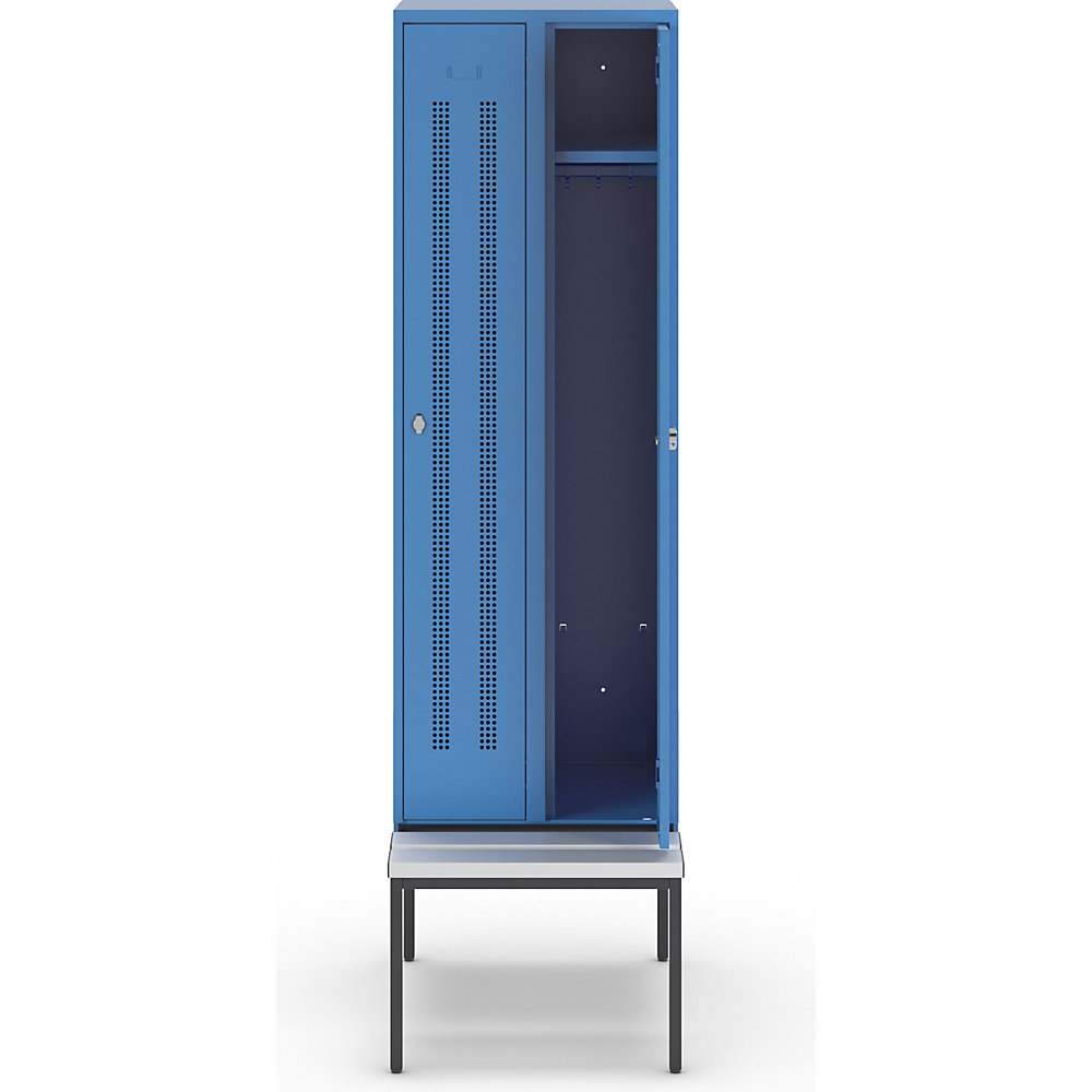 Spind Berlin 1 Sitzbank, 2 Abteile, lichtblau, B 600 mm, untergebaut, Kunststoff Wolf 2