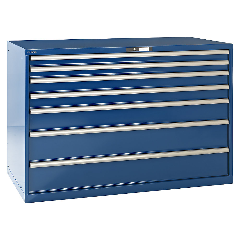LISTA Armoire à tiroirs en tôle d'acier, h x l 1000 x 1431 mm, 7 tiroirs, charge max. 200 kg, bleu gentiane