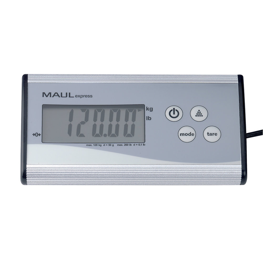 Maul Paketwaage MAULcargo, 120 kg, separates Bedienpult Balance à colis 1799209 Plage de pesée (max.) 120000 g Lisibilité 50 g à pile(s) 2