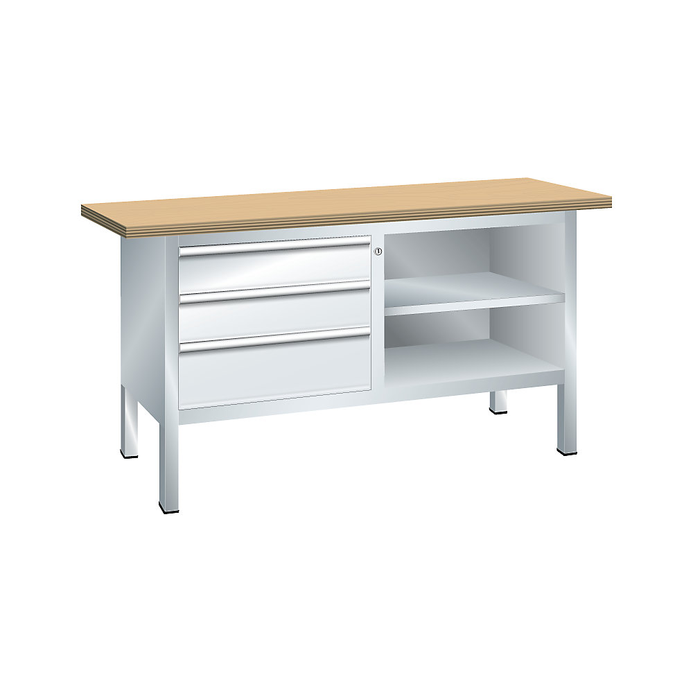 Établi à plateau en multiplis, sur piétement