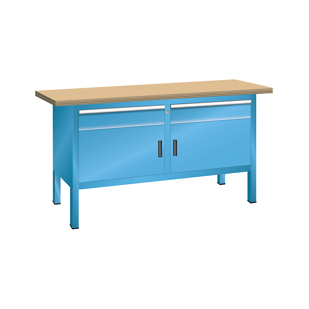 Établi avec plateau en hêtre massif, sur piétement