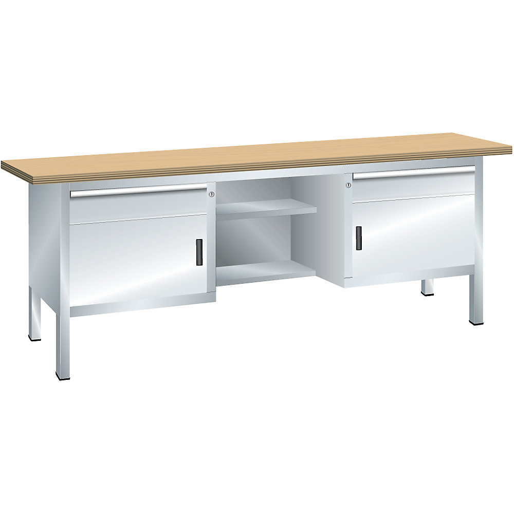 Établi à plateau en multiplis, sur piétement