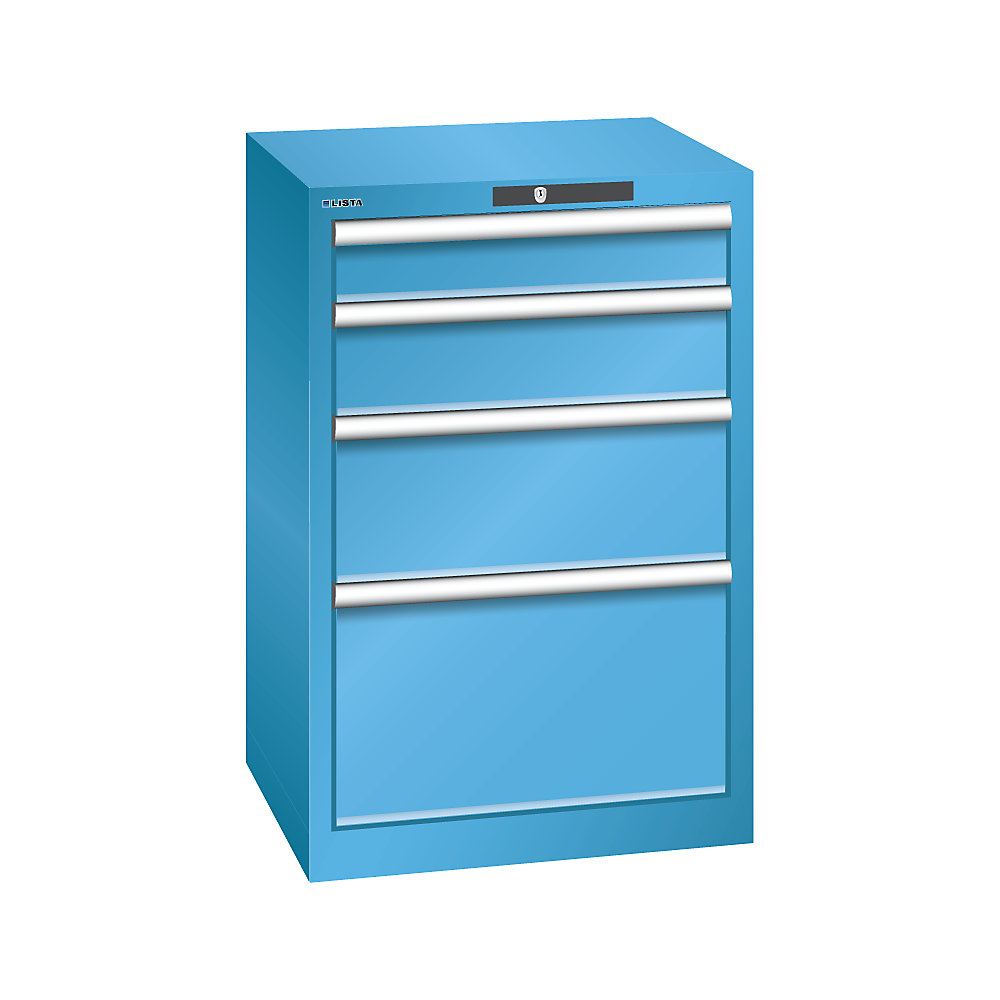 LISTA Armoire à tiroirs avec 4 tiroirs, l x p x h 564 x 572 x 850 mm, bleu clair