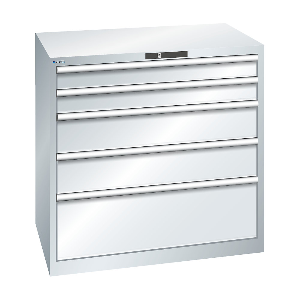 LISTA Armoire à tiroirs avec 5 tiroirs, l x p x h 1023 x 725 x 1000 mm, gris clair