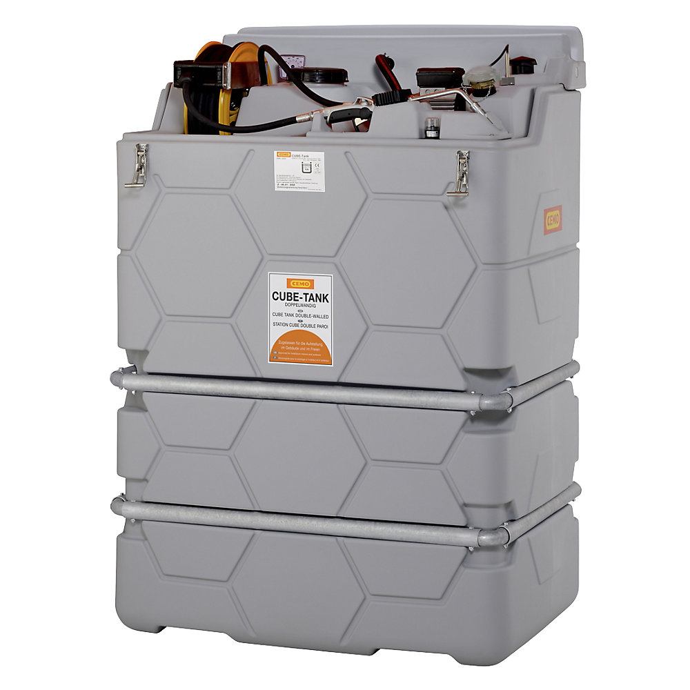 CEMO Citerne pour lubrifiants CUBE, Indoor, sans couvercle rabattable, capacité 1500 l, Premium