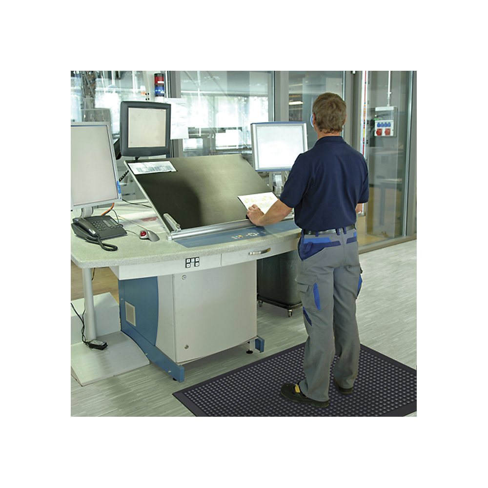Arbeitsplatzmatte Skystep ESD, genoppt, schwarz, LxBxH 1500 x 900 x 13 mm NOTRAX 2