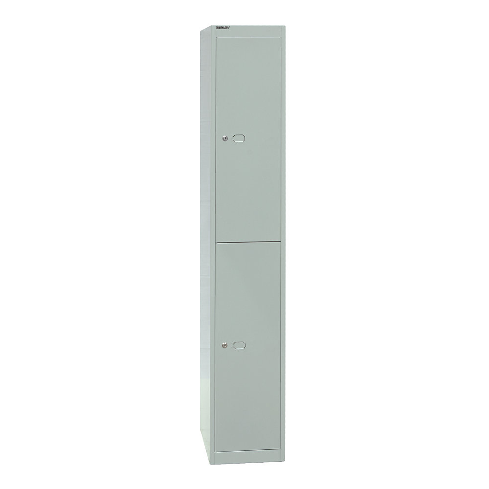 Image of BISLEY Appendiabiti modulare OFFICE, profondità 457 mm, 2 scomparti con 1 gancio appendiabiti ciascuno, grigio chiaro