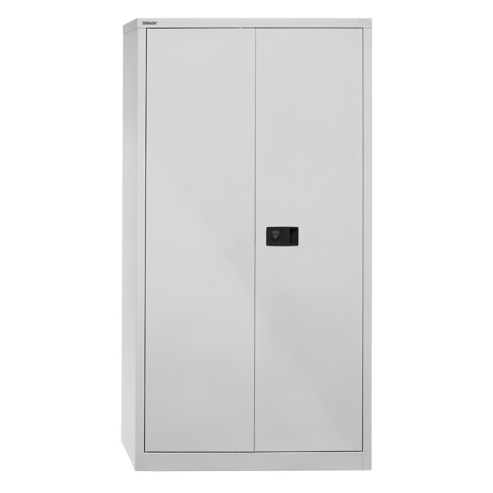 BISLEY UNIVERSAL double door cupboard, HxWxD 1806 x 914 x 400 mm, 3 shelves, 4 file heights, light grey