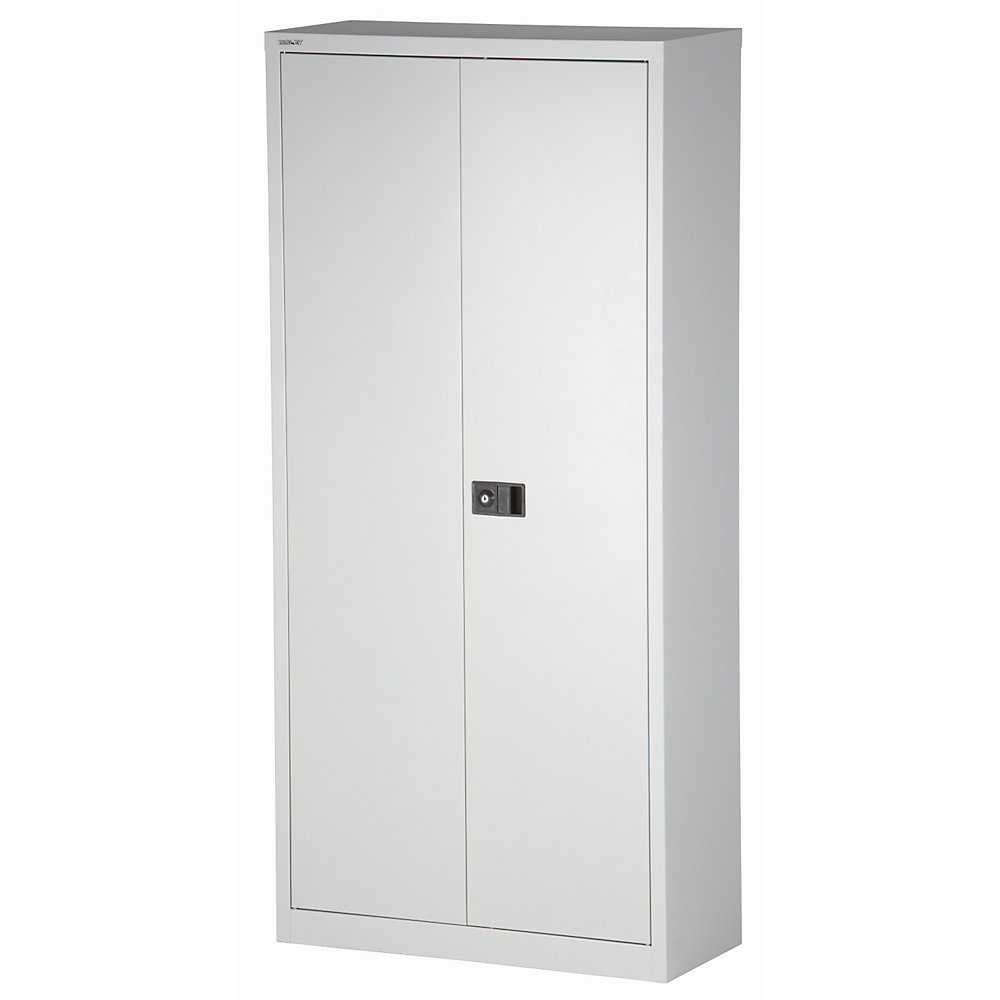 BISLEY UNIVERSAL double door cupboard, HxWxD 1950 x 914 x 400 mm, with wardrobe insert, light grey