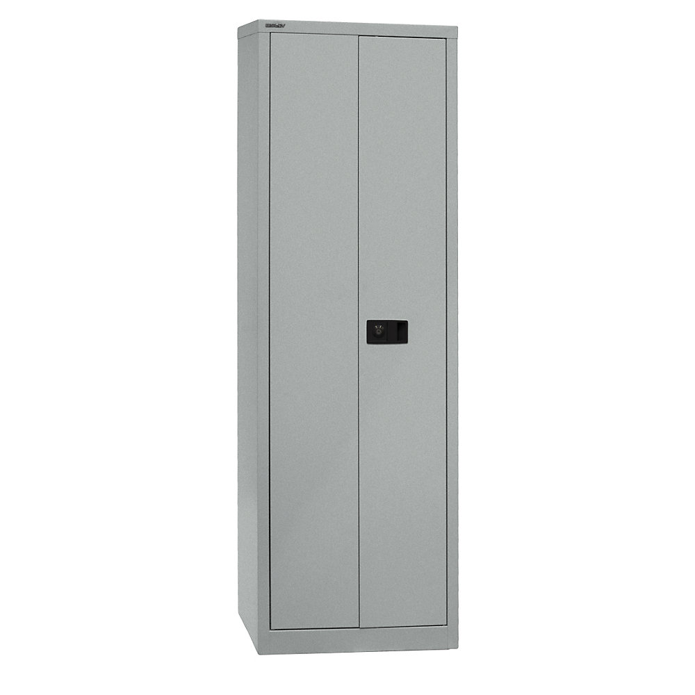 BISLEY UNIVERSAL double door cupboard, HxWxD 1950 x 600 x 400 mm, 4 shelves, 5 file heights, silver