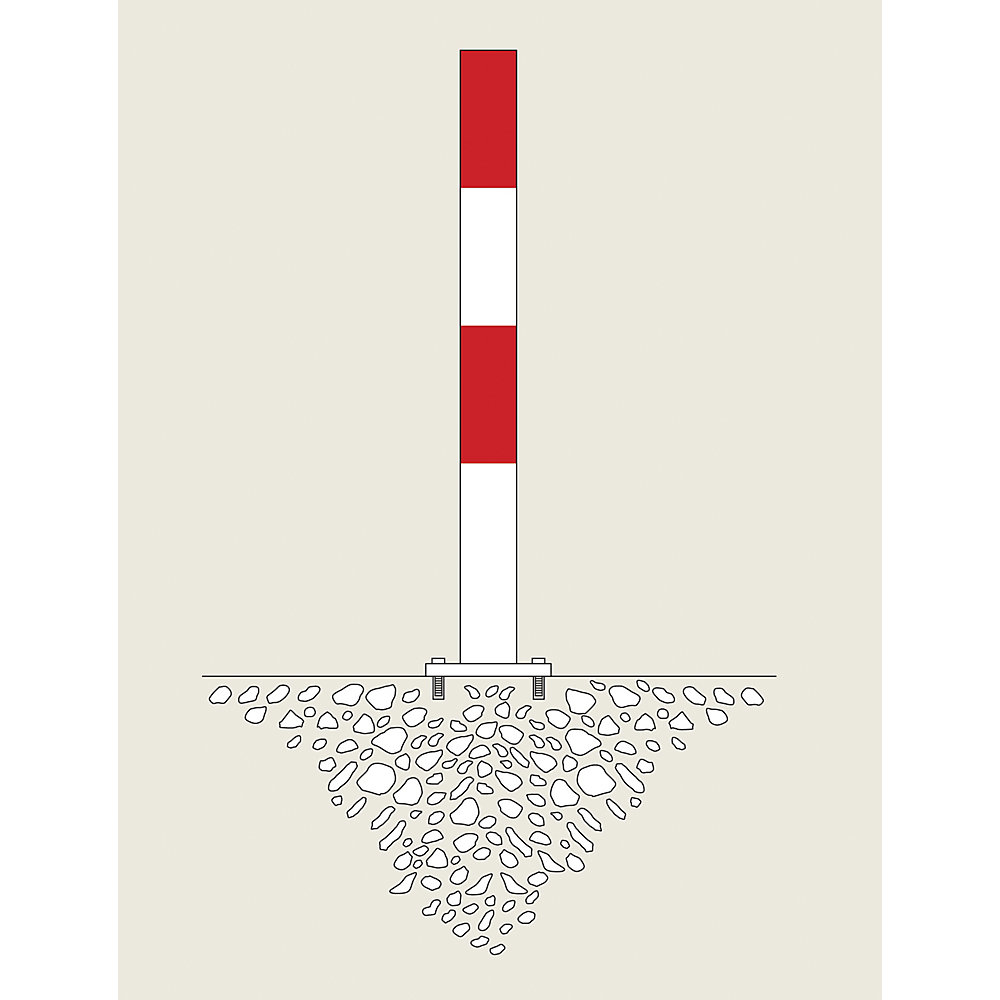 Sperrpfosten Morion, zum Aufdübeln, Ø 90 mm, rot-weiß kunststoffbeschichtet Moravia 2