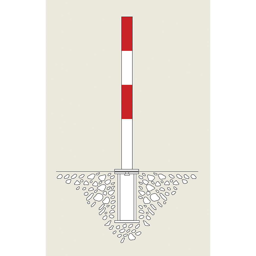 Sperrpfosten aus Stahl, zum Einbetonieren, 70 x 70 mm, rot-weiß Moravia 2