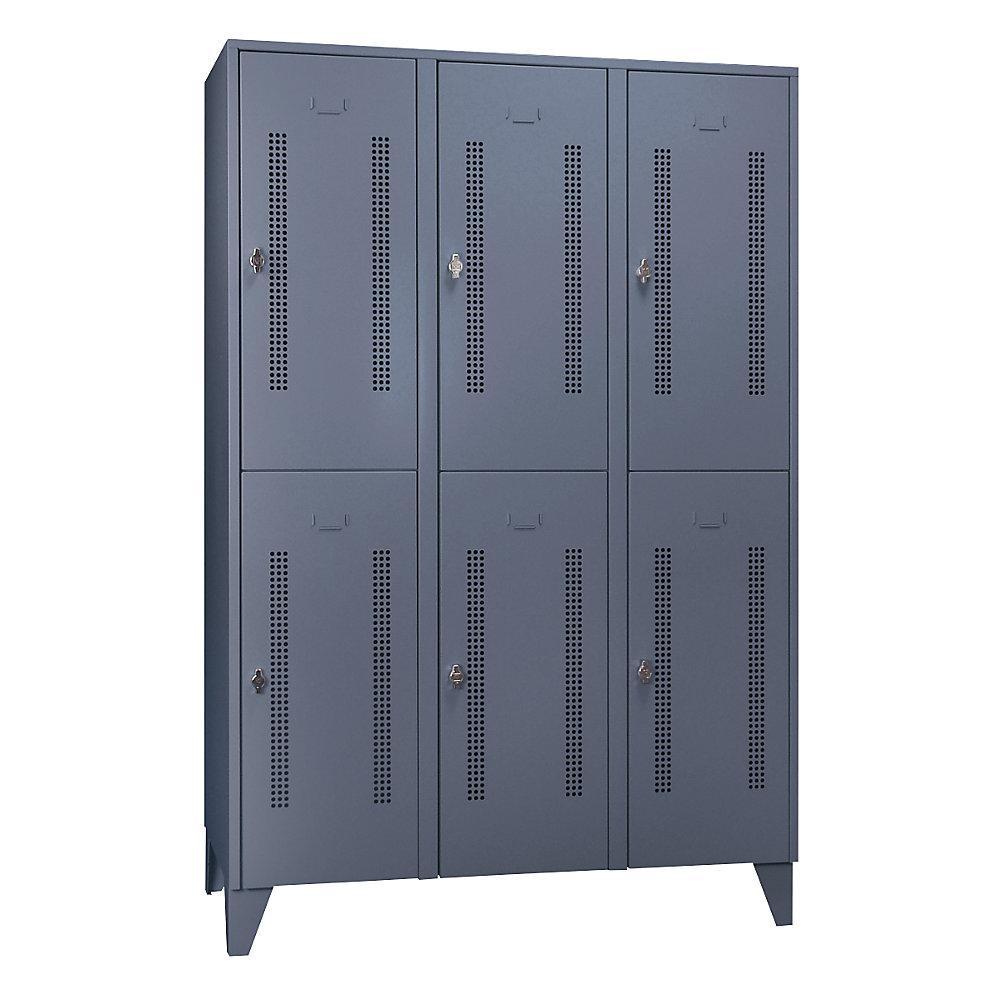 Vestiaire métallique sur pieds, compartiments séparés horizontalement