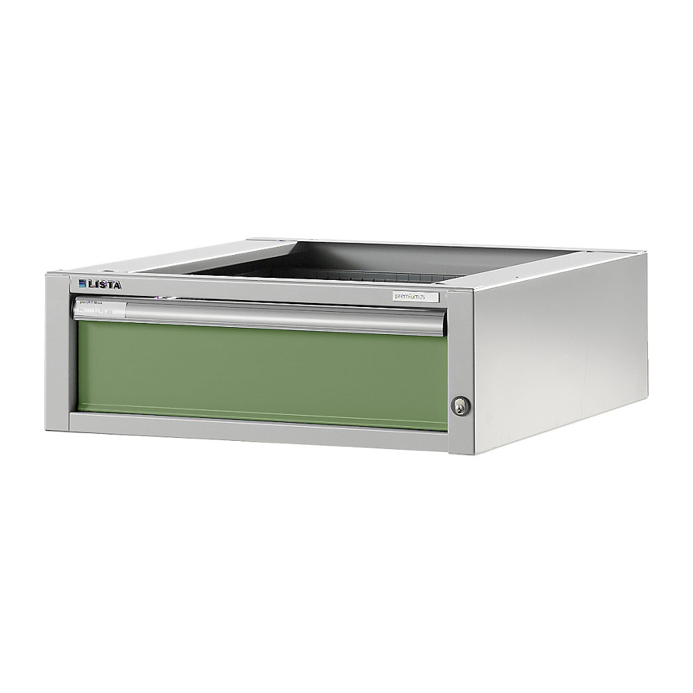 LISTA Etabli modulaire, caisson, hauteur 204 mm, 1 tiroir, vert réséda