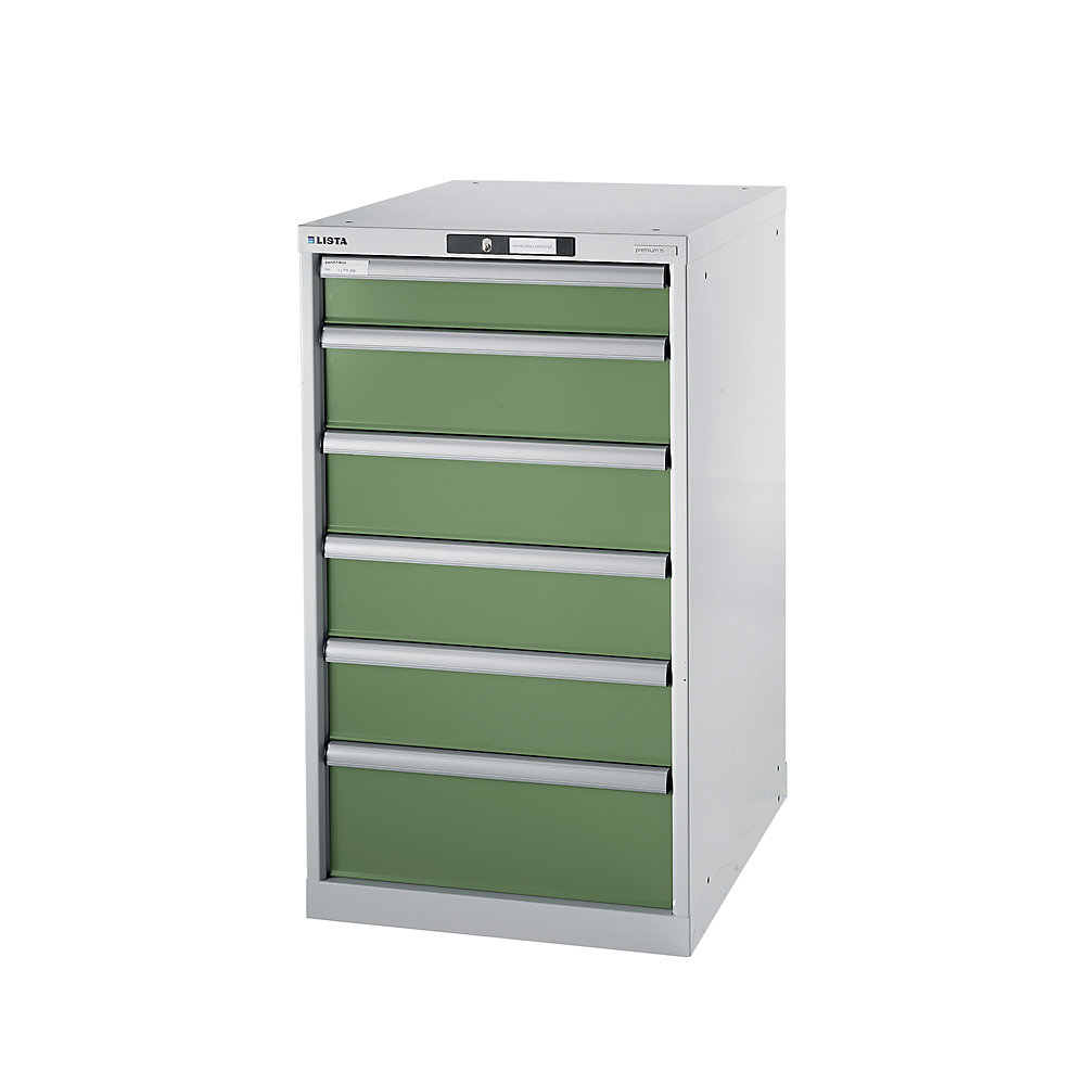 LISTA Etabli modulaire, caisson, hauteur 1000 mm, 6 tiroirs, vert réséda