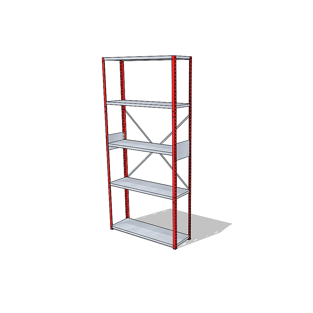 Estantería ensamblable universal, anchura x profundidad 930 x 300 mm, estantería básica, rojo vivo RAL 3000