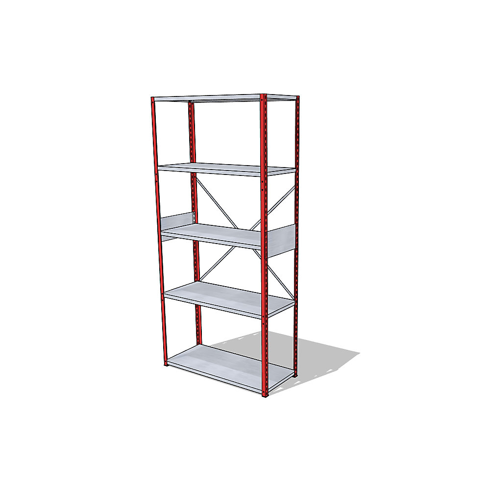 Estantería ensamblable universal, anchura x profundidad 930 x 400 mm, estantería básica, rojo vivo RAL 3000