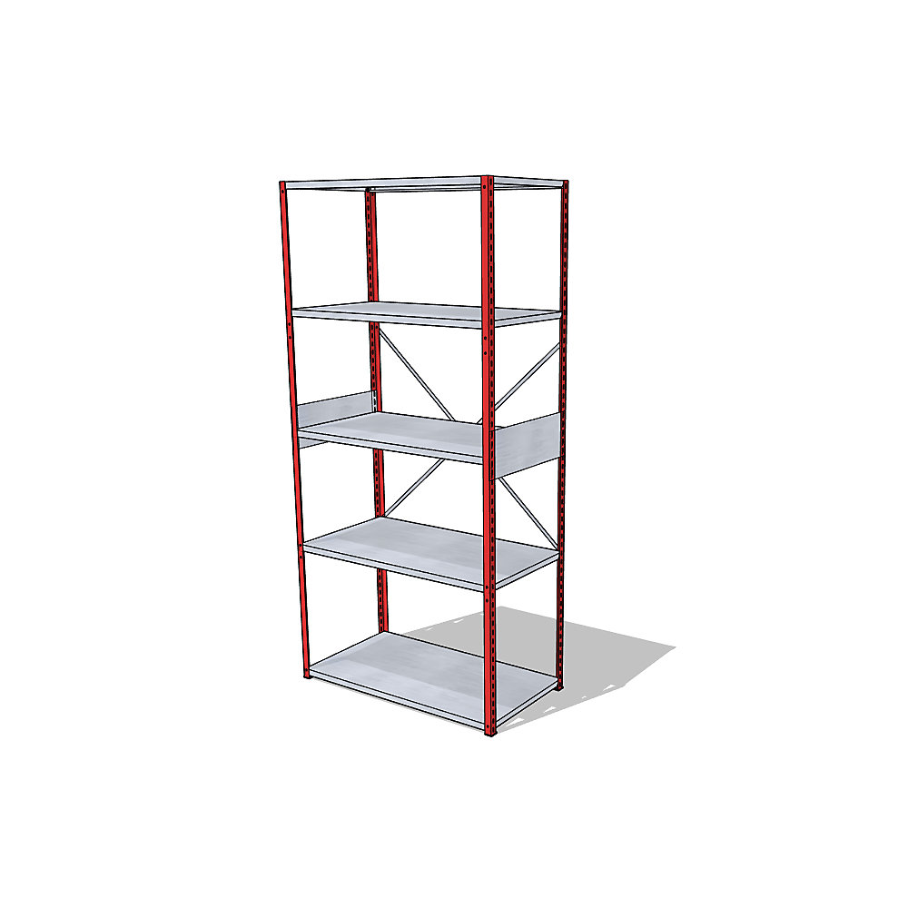 Estantería ensamblable universal, anchura x profundidad 930 x 500 mm, estantería básica, rojo vivo RAL 3000