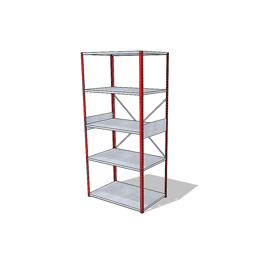 Estantería ensamblable universal, anchura x profundidad 930 x 600 mm, estantería básica, rojo vivo RAL 3000