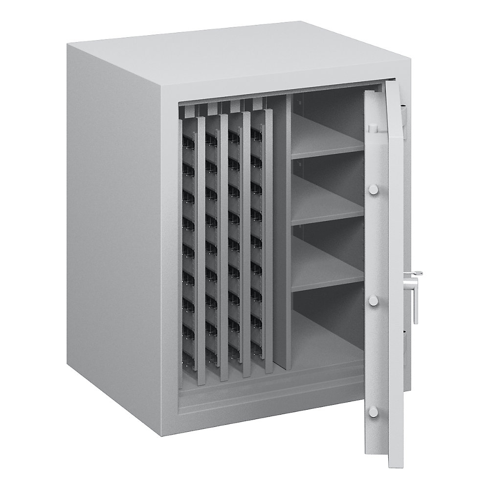 Coffre à clés avec parois intermédiaires coulissantes