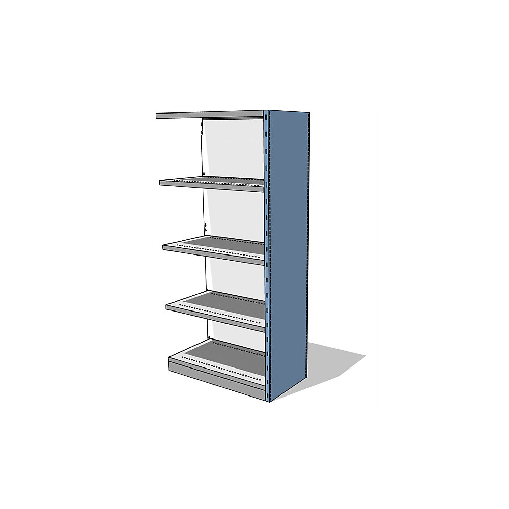 Armoire et rayonnage combinés modulaires avec parois arrière et latérales, hauteur rayonnage 1960 mm, largeur x profondeur rayonnage additionnel 930 x 500 mm