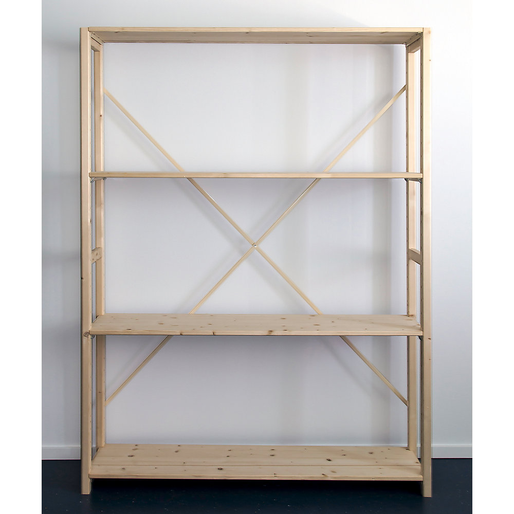 Rayonnage emboîtable en bois massif raboté et poli