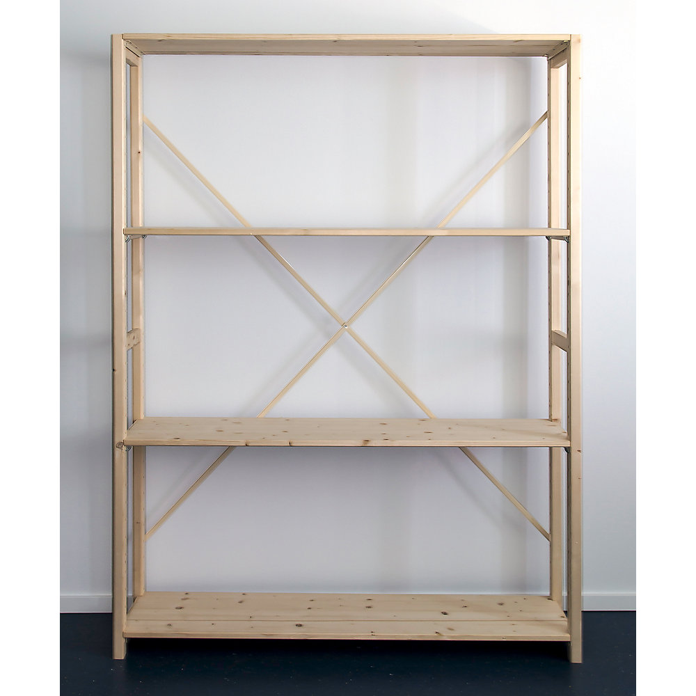 Rayonnage emboîtable en bois massif raboté et poli