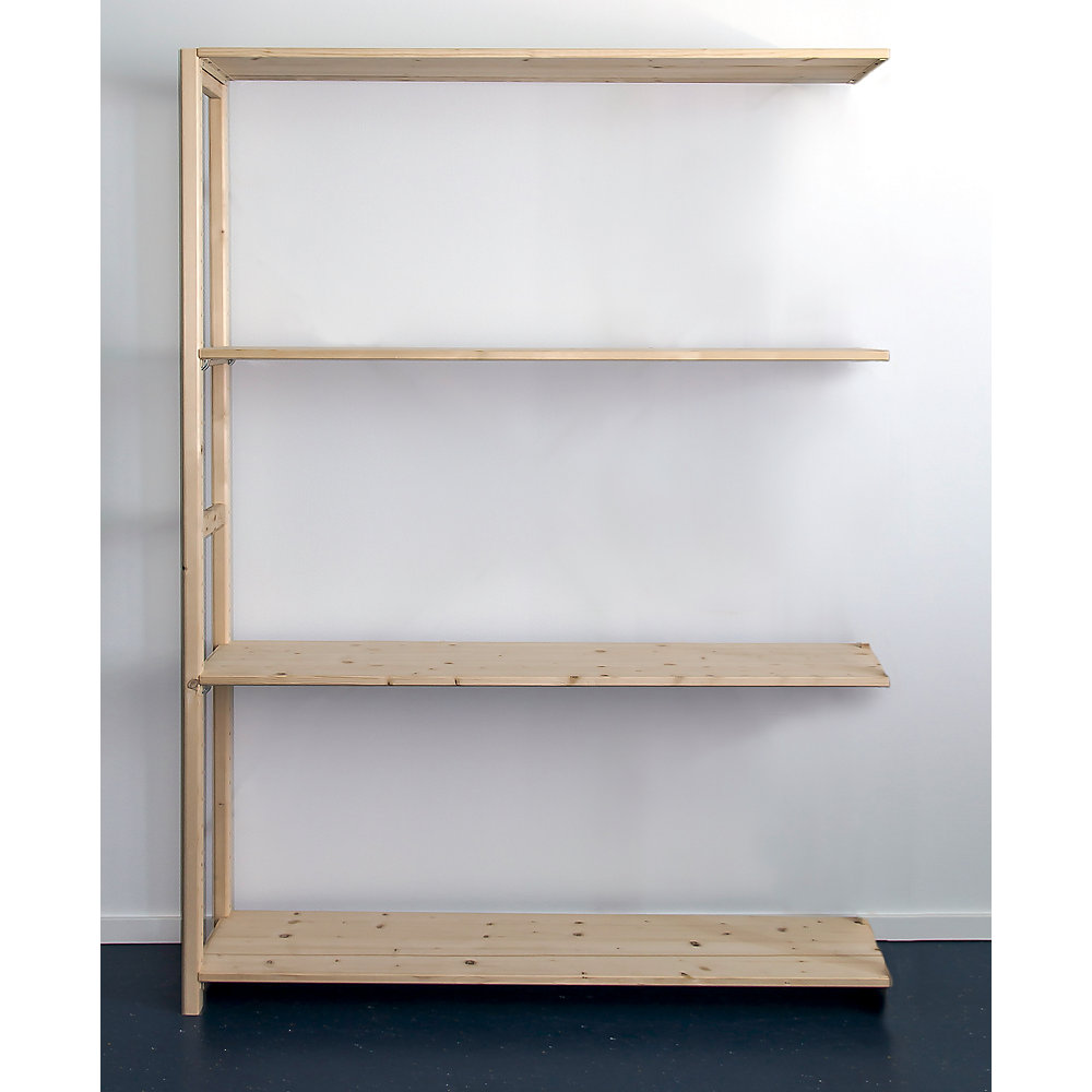 Rayonnage emboîtable en bois massif raboté et poli