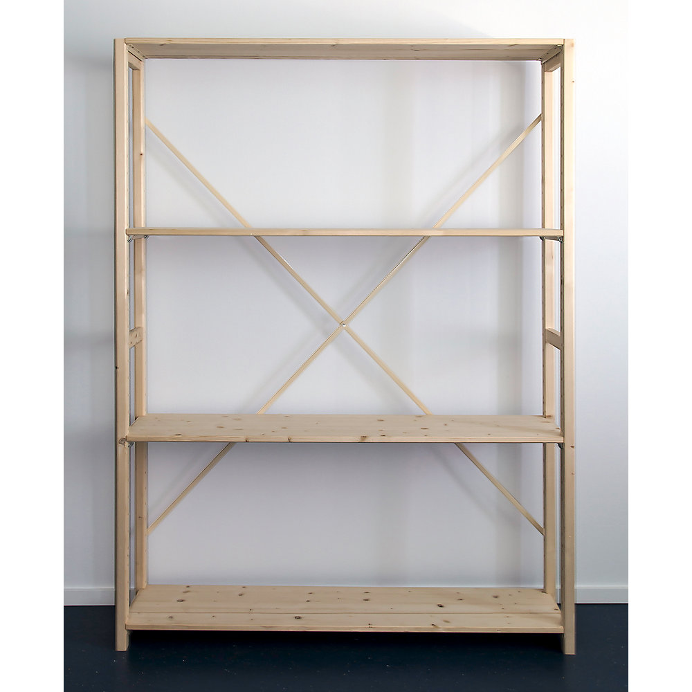 Rayonnage emboîtable en bois massif raboté et poli