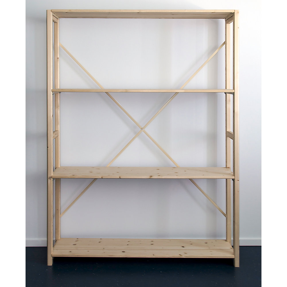 Rayonnage emboîtable en bois massif raboté et poli