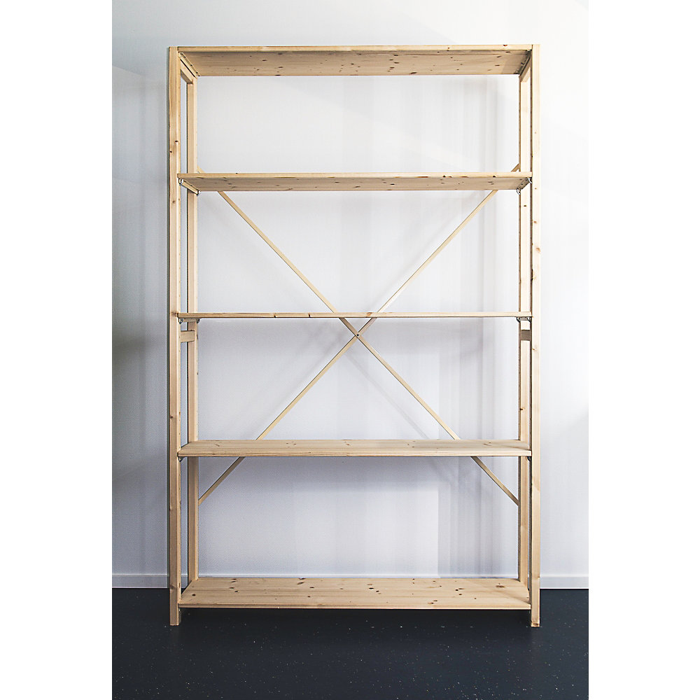 Rayonnage emboîtable en bois massif raboté et poli