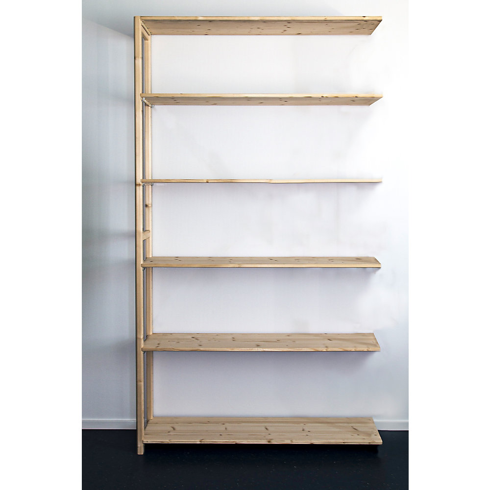 Rayonnage emboîtable en bois massif raboté et poli