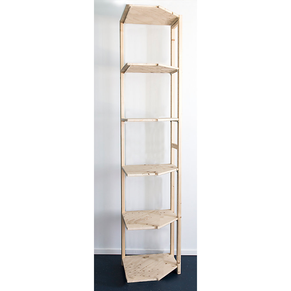 Rayonnage additionnel d'angle en bois massif raboté et poli