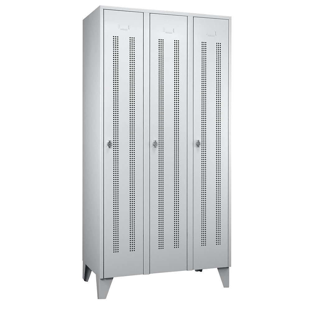 Vestiaire métallique sur pieds, compartiments sur toute la hauteur