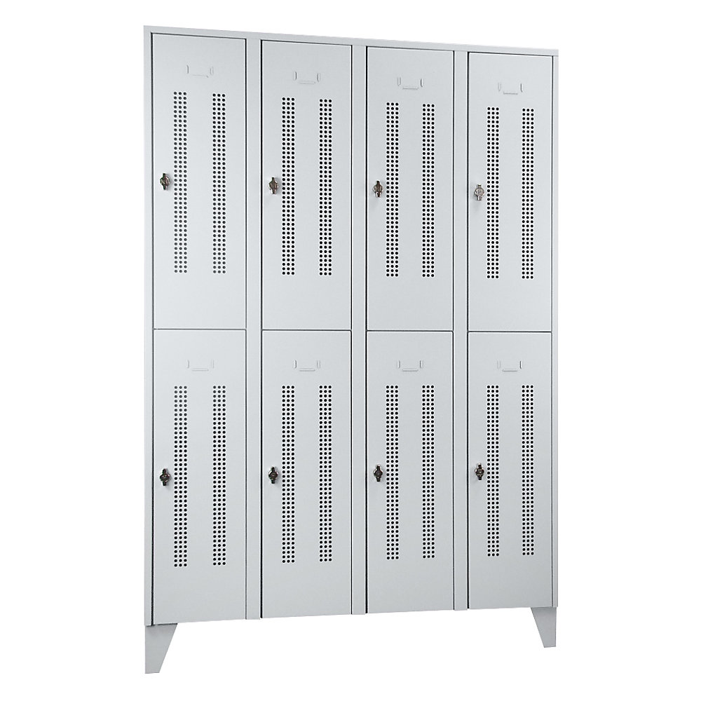 Vestiaire métallique sur pieds, compartiments séparés horizontalement