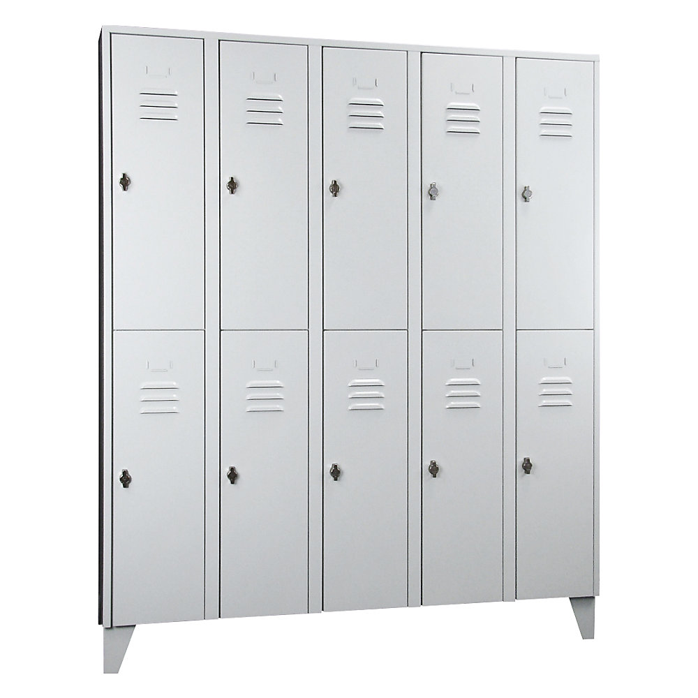 Vestiaire métallique sur pieds, compartiments séparés horizontalement