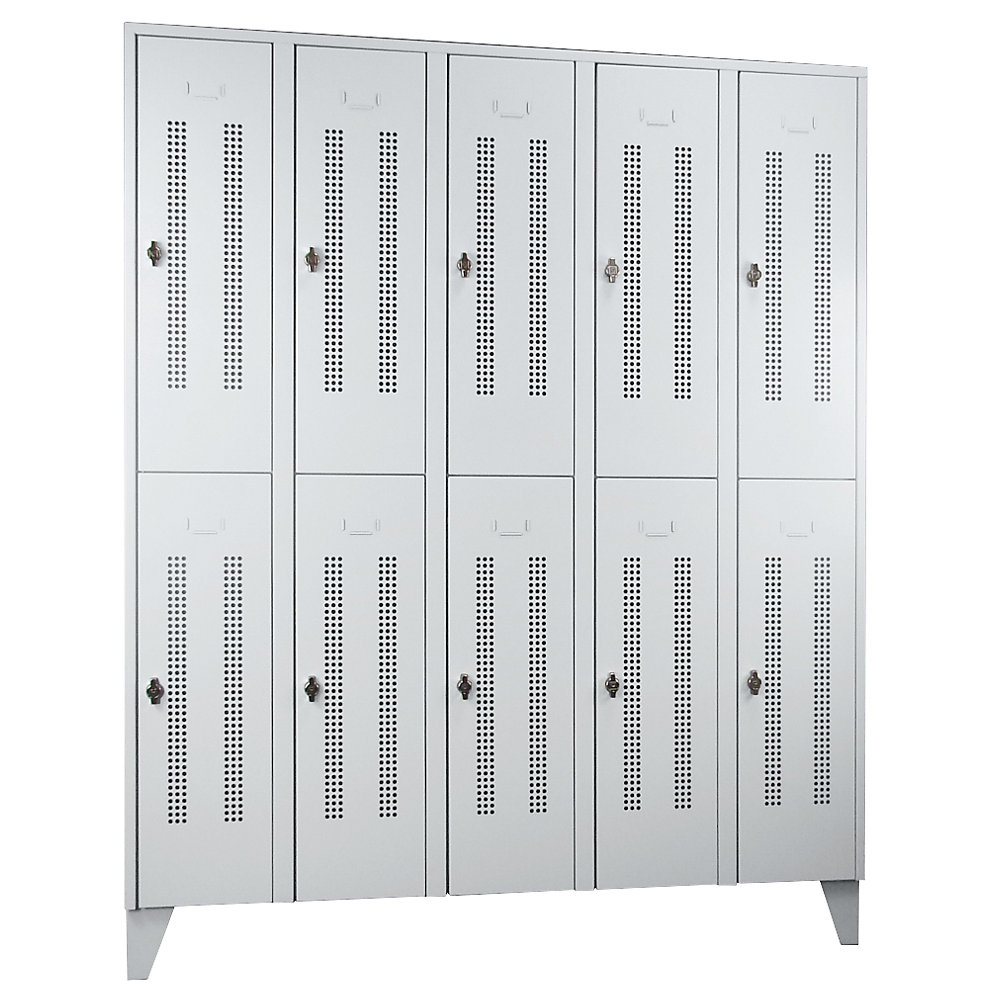 Vestiaire métallique sur pieds, compartiments séparés horizontalement