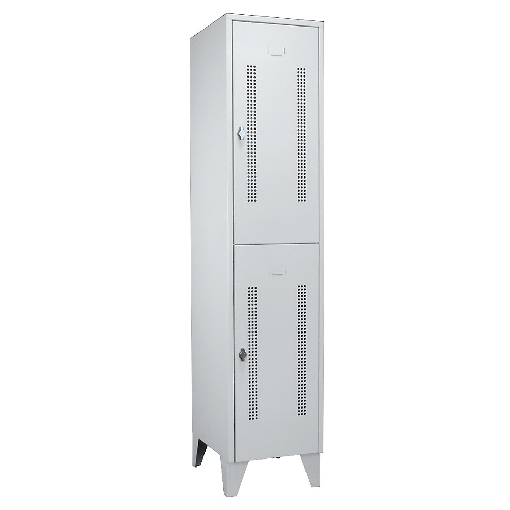 Vestiaire métallique sur pieds, compartiments séparés horizontalement