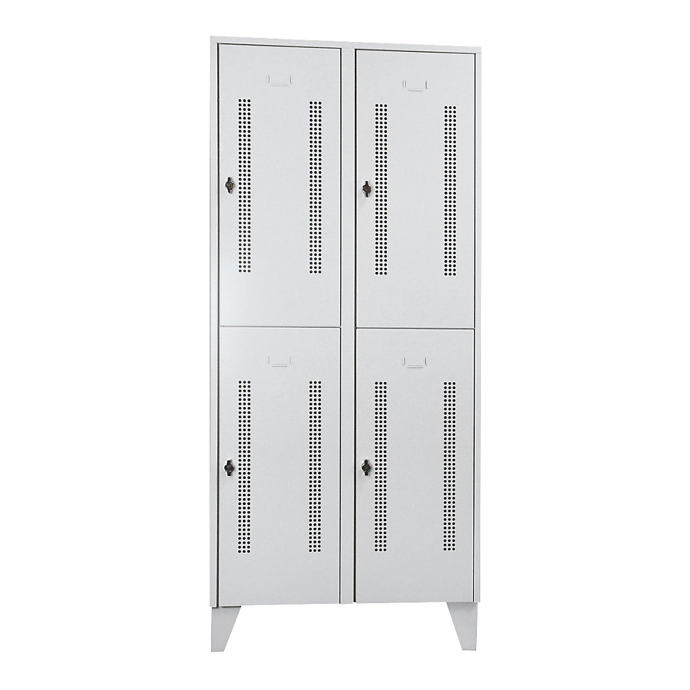 Vestiaire métallique sur pieds, compartiments séparés horizontalement